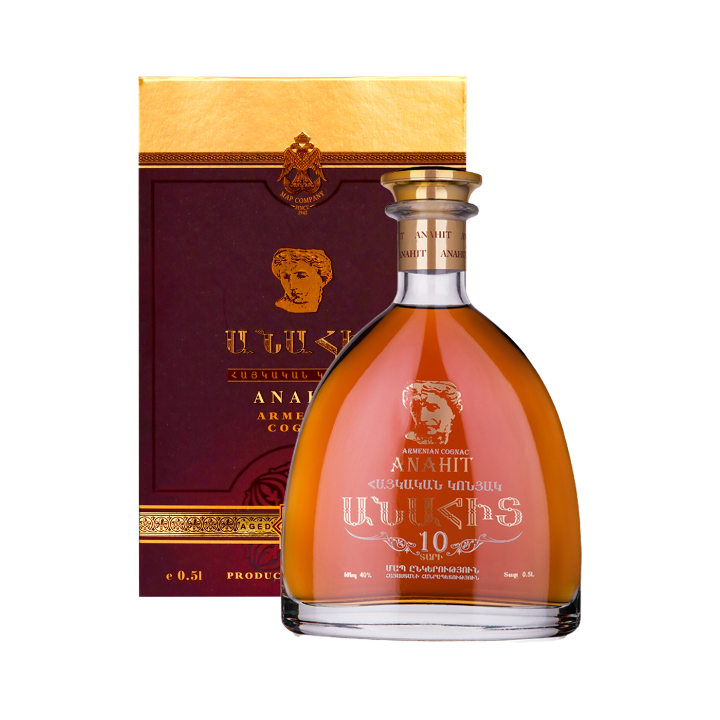 Կոնյակ «Անահիտ» 10տ տուփով 0.5լ
