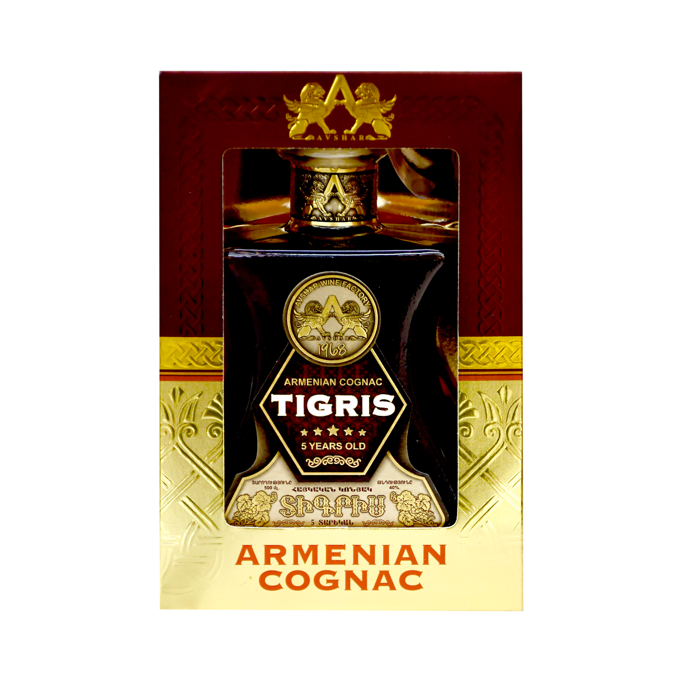 Կոնյակ «Տիգրիս» 5տ տուփով 0.5լ