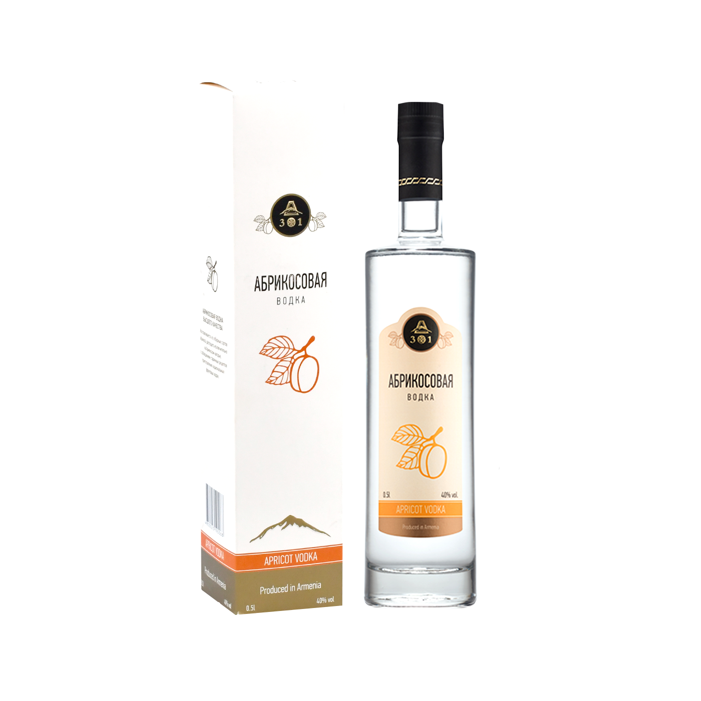 Օղի «Ա301» ծիրանի տուփով 0.5լ